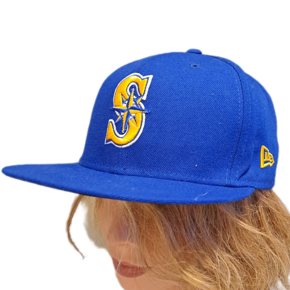 New Era Seattle Mariners Hat Mens 7 1/8 Blue 59FIFTY MLB Authentic On-Field Cap